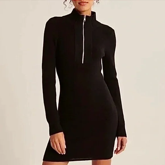 Abercrombie & Fitch | Dresses | Nwt Abercrombie Half Zip Mini Sweater Dress  | Poshmark